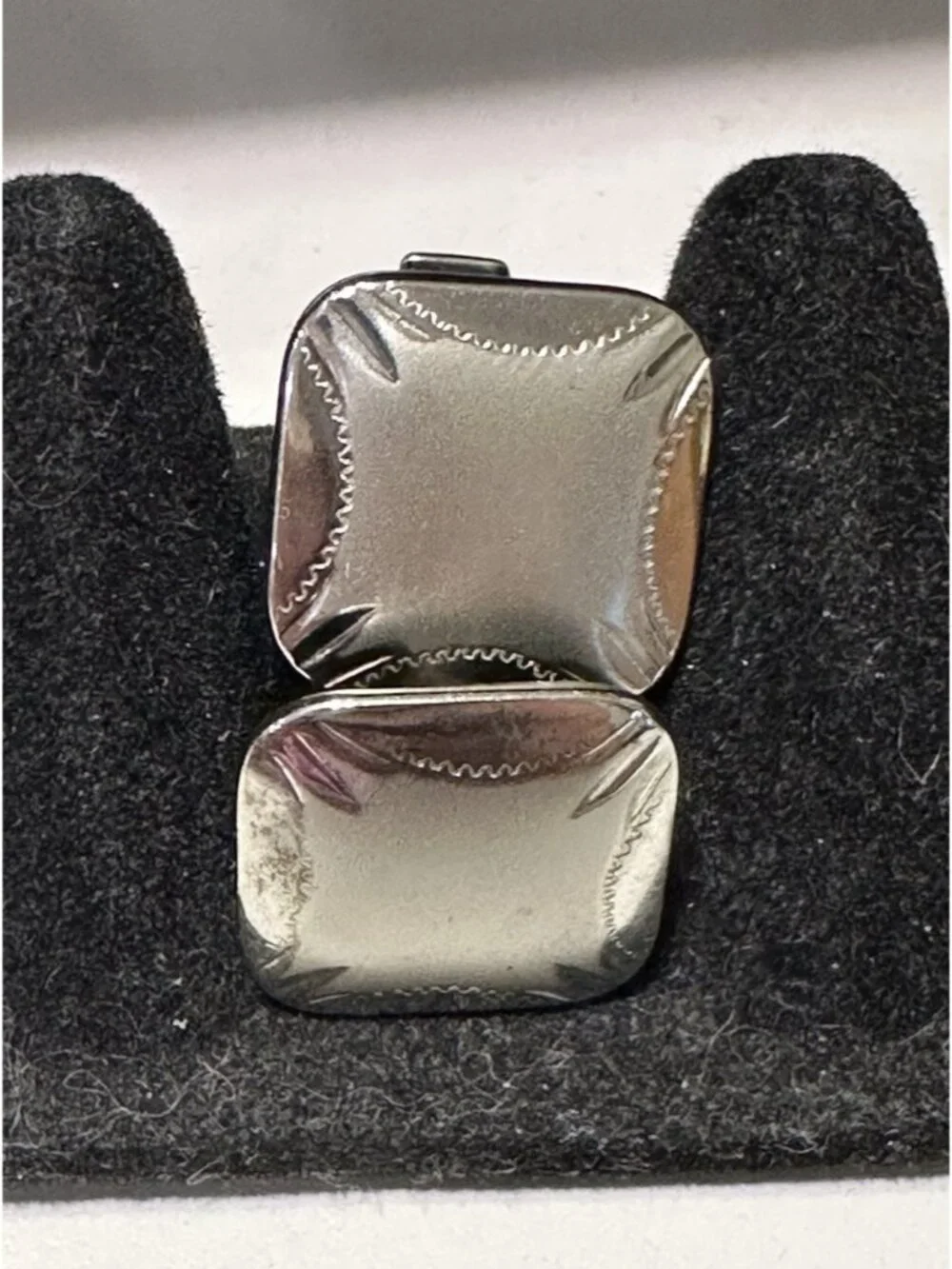 Vintage cufflinks silver tone Square Polished Cuff Links Formal Wedding